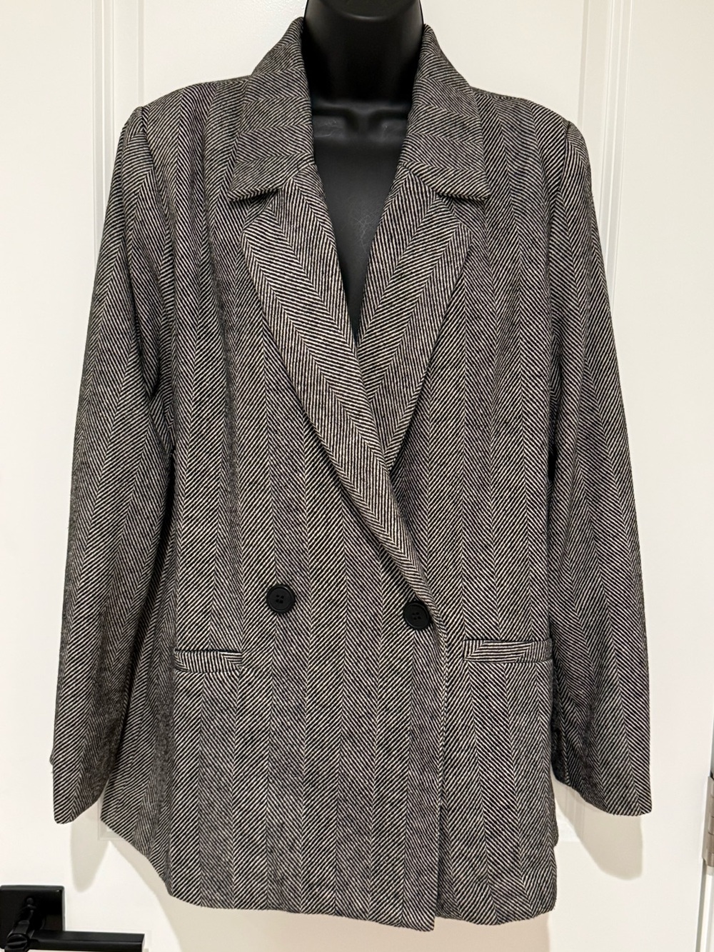 Blu Pepper Herringbone Oversized Blazer
